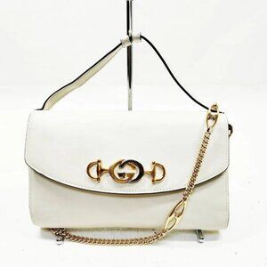 Gucci White Leather Shoulder Bag 358-082725